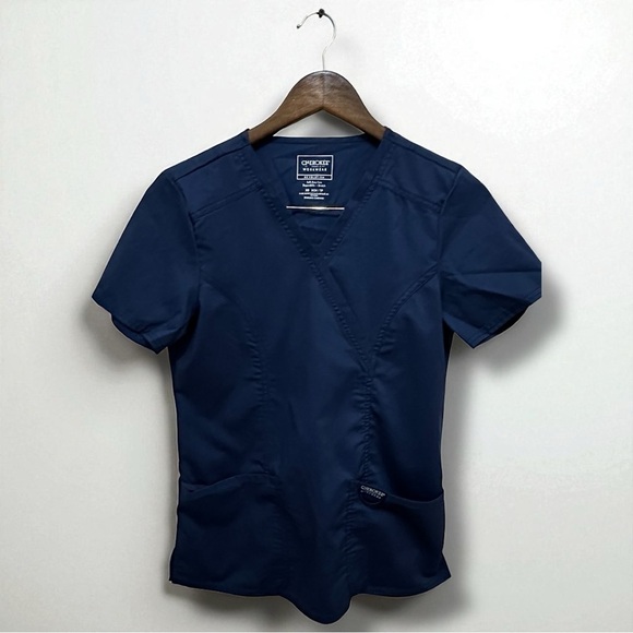 270 Cherokee | NWOT Workwear Revolution Navy V-Neck Scrub Top (size XS/S) - Picture 2 of 8